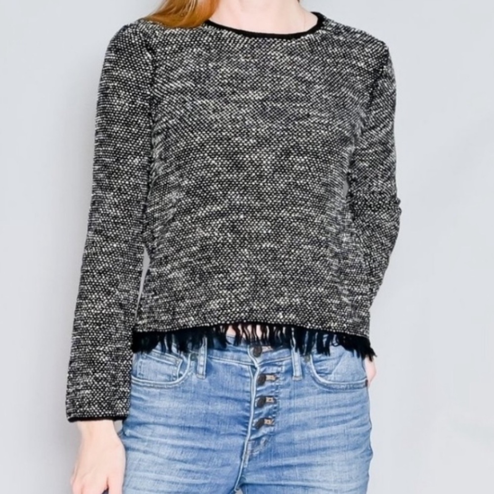Theory | Petite Vendla Tweed fringe sweater (size P)
